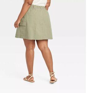Ava & Viv Women's High-Rise Cargo Mini A-Line Skirt , XXL, Sage Green